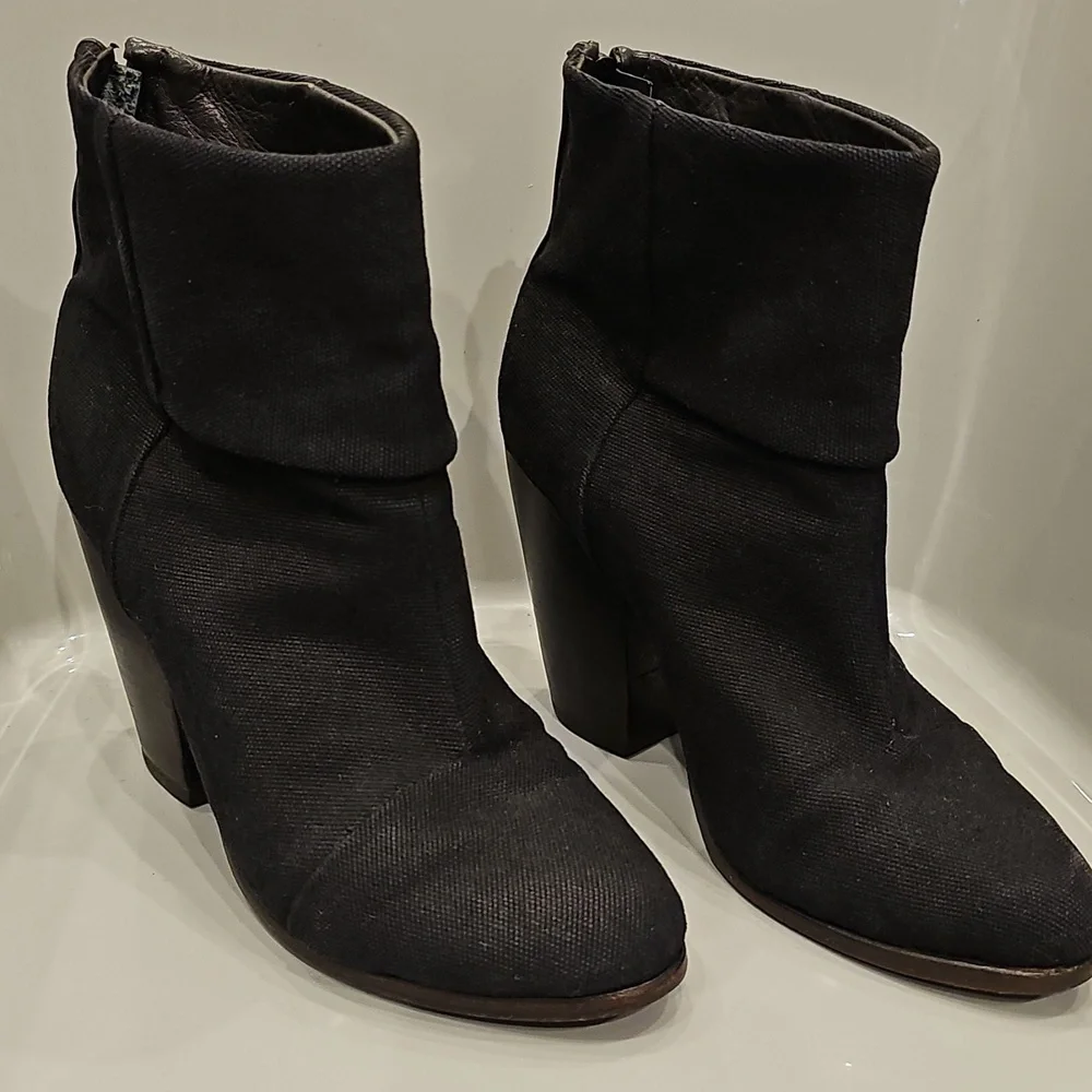 RAG & BONE Black Canvas Ankle Newbury Booties
